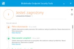 Bitdefender Endpoint Security Tools (Windows) - okno główne agenta z ostrzeżeniem
